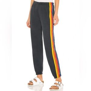 AVIATOR NATION 5 Stripe Sweatpants Charcoal, Excellent Pre-Owned Condition, XS